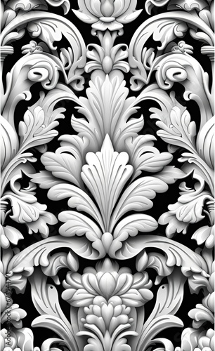 Elegant floral damask seamless pattern illustration background. Matelic, victorian and italian 3d interior mural wallpaper, Generative AI