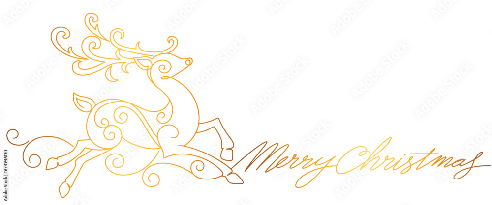 merry christmas line art lettering with gold line vector eps