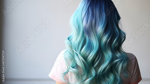 A person with a mermaid inspired blue hair color
