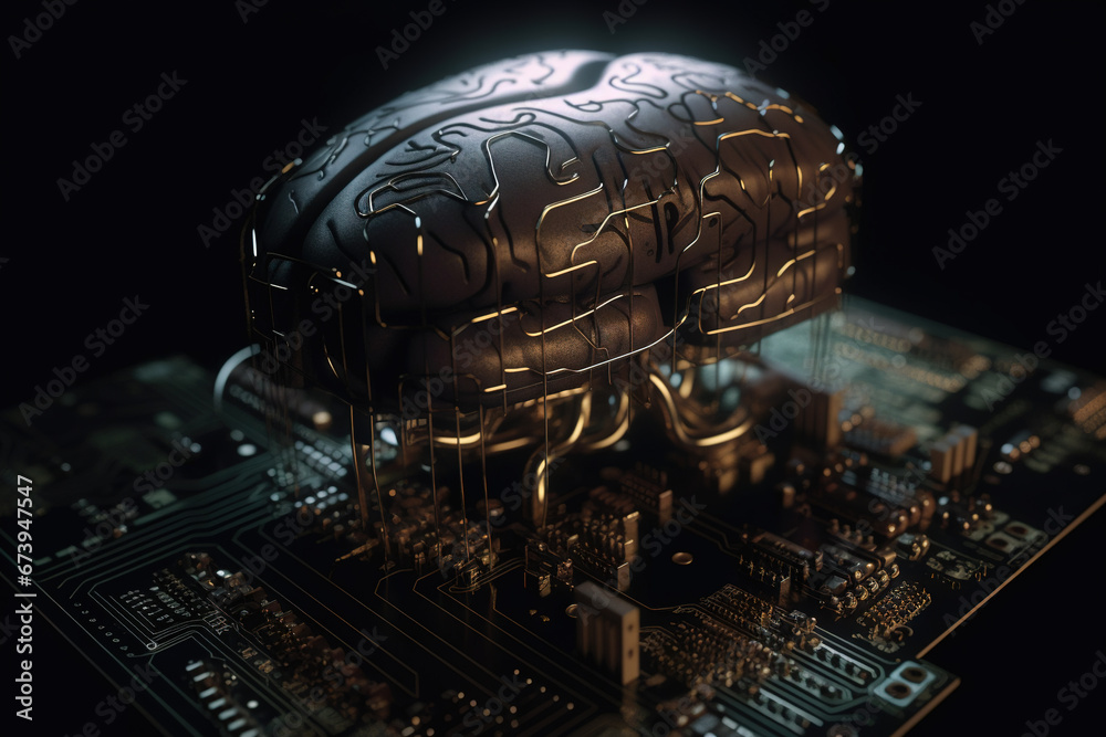 Artificial intelligence science concept with technological AI brain on the circuit board. Artificial intelligence science concept with technological AI brain on the circuit board.
