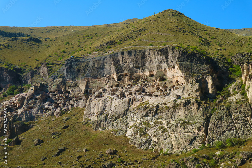 Panoramic View of Medieval Cave Town of Vardzia, Excavated from the Slopes of Mt. Erusheti Near the Town of Aspindza, Georgia
