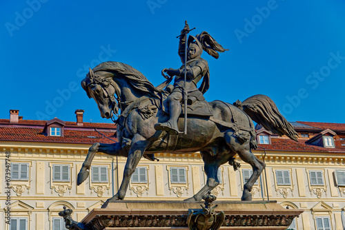 Obraz na plátně Equestrian monument to Emanuele Filiberto di Savoia,Turin,Italy