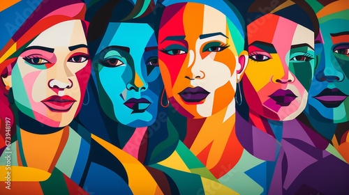 Colorful pop art mural celebrating diversity and unity © Cloudyew