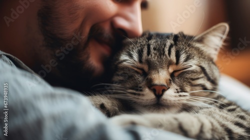 A loving chin rub from a cat to its human companion