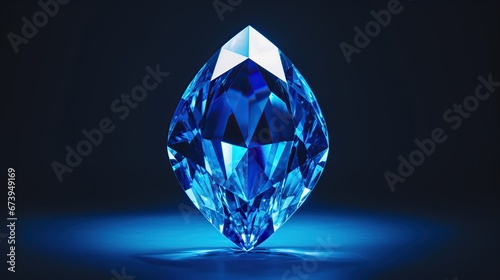 Close blue diamond jewelry isolated background. AI generated image