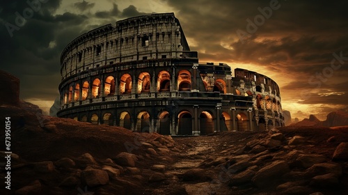 Rome's Colosseum at night in Italy