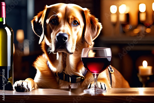 a dog with a drink. Generative AI