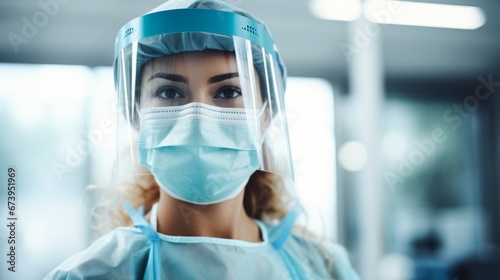 Medical professional wearing a face shield