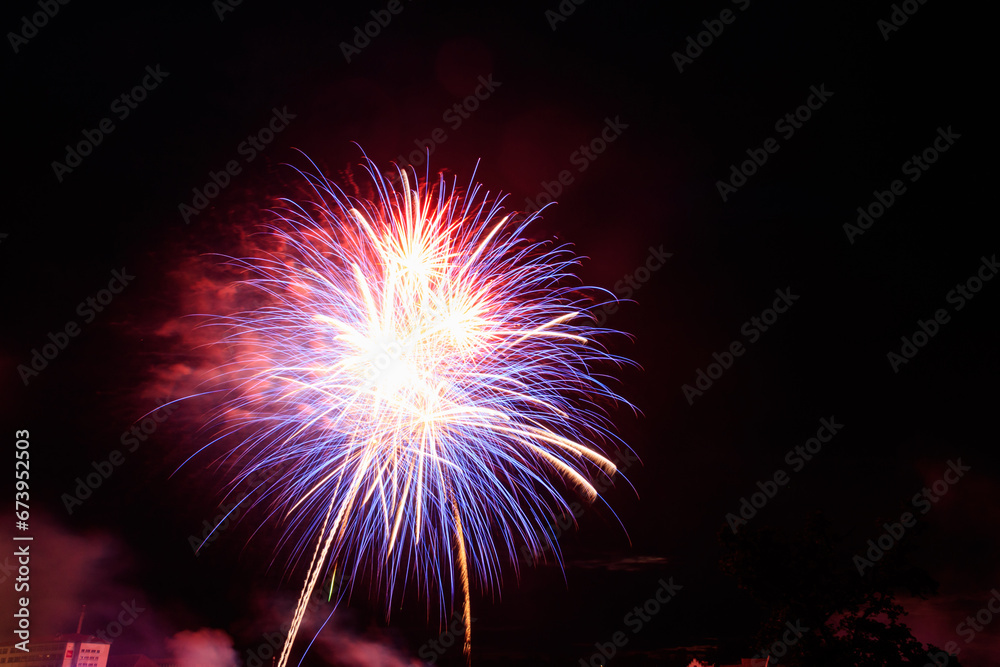 Amazing colorful fireworks display at night