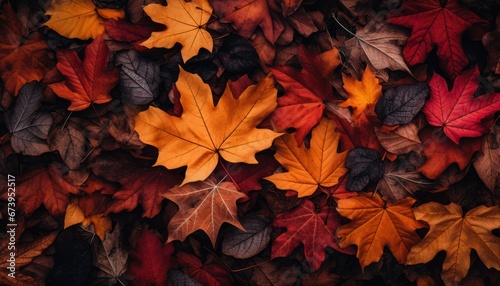 Photo of a Colorful Carpet of Autumn Leaves in the Forest