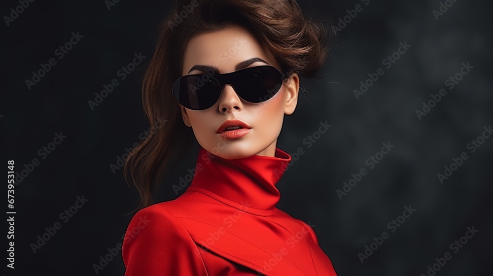 Closeup of a stylish fashion model in trendy attire Closeup of a stylish fashion model in trendy attire