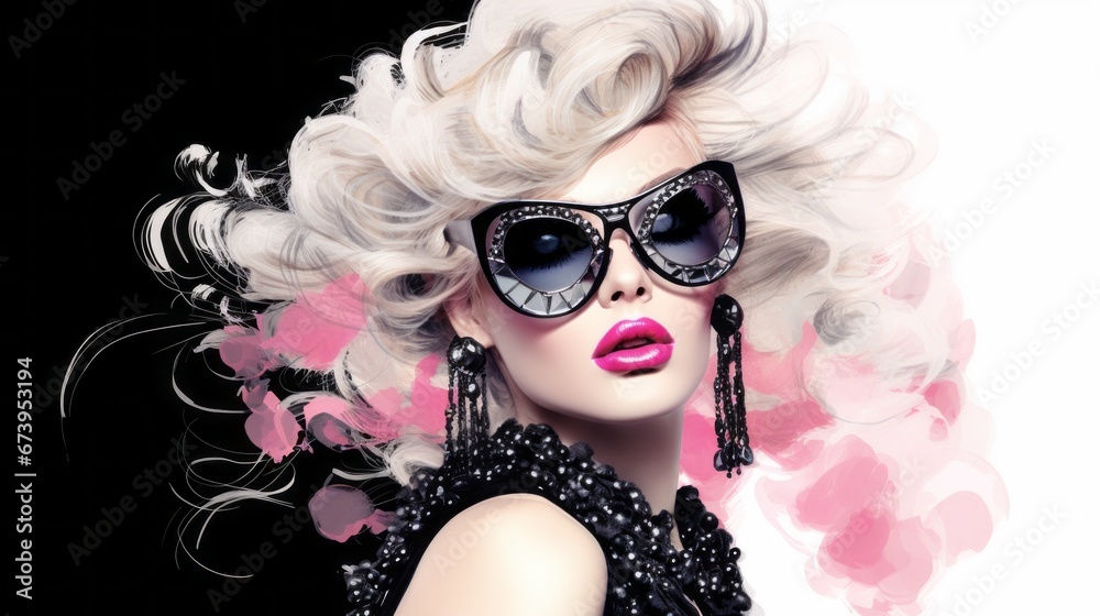 Glamorous beauty and fashion illustration showcasing accessory trends