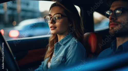 Portrait of happy pretty woman with new car. AI generated image © orendesain99