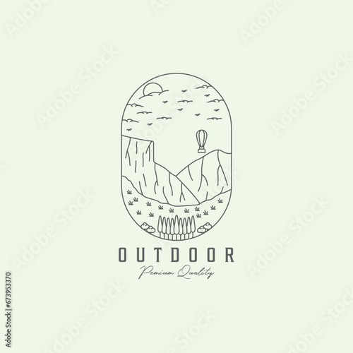 adventure outdoor nature logo minimalist illustration design line art icon