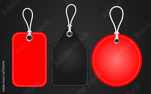 Blank label with string on black background mockup