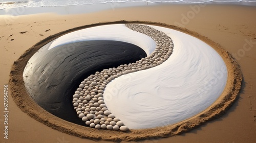 Motiv Yin Yang - Steine im Sand