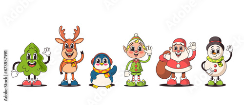 Retro-style Christmas Characters Embody Nostalgia With Their Charming, Timeless Appeal. Santa In A Classic Red Suit