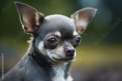 chihuahua outdoor portrait, extremely closeup shot, macro