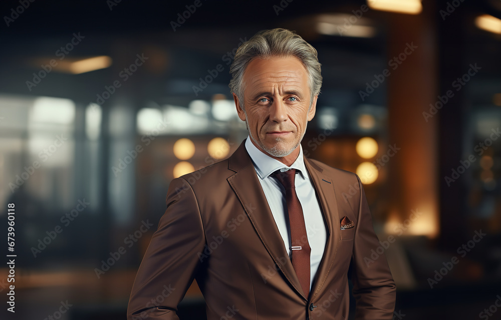 Senior adult businessman standing in a formal suit. Generative Ai. Senior adult businessman standing in a formal suit. Generative Ai.