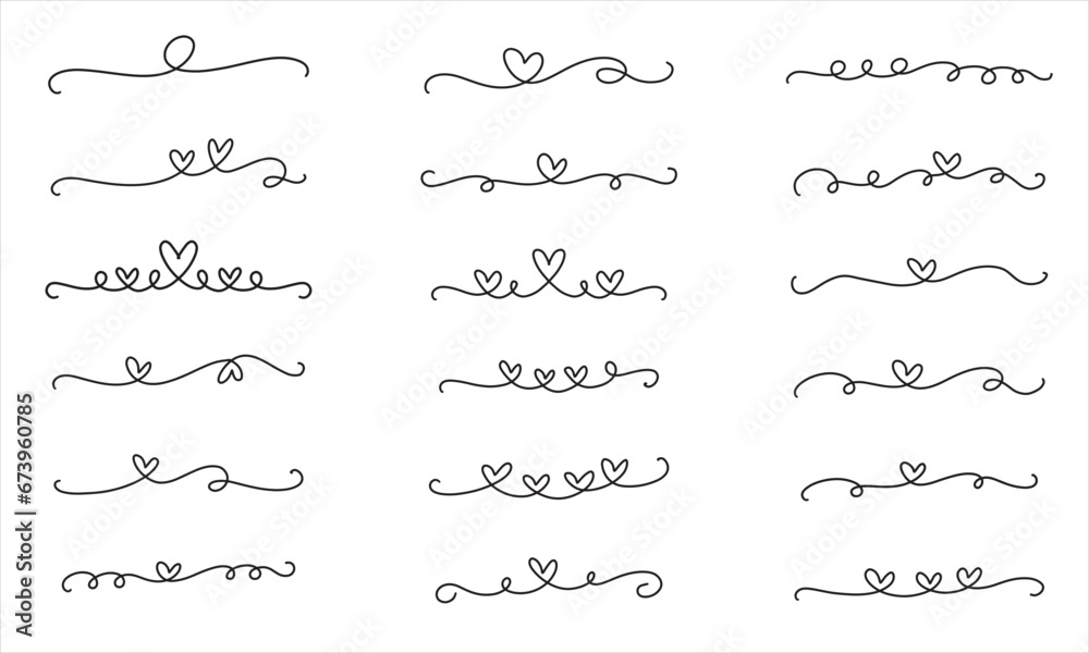 One line drawing - Heart. Beautiful tangled divider shape. Vector hand drawn graphic illustration - isolated