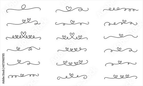 One line drawing - Heart. Beautiful tangled divider shape. Vector hand drawn graphic illustration - isolated