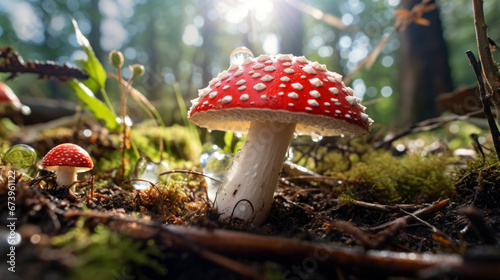 red mushroom in the forest photo
