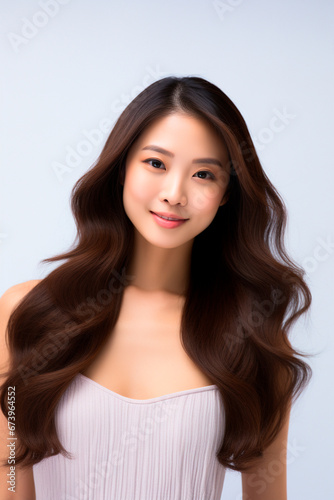 Young glamor model of Asian appearance on a white background. © serperm73