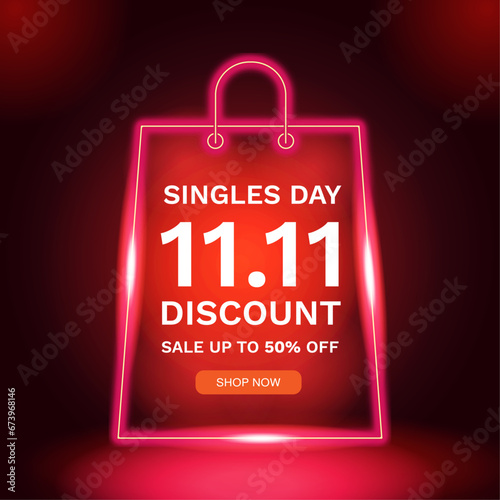 11.11 singles day banner. Sale product banner. Discount sale special offer. Special occasion discount promotion, voucher, poster, template, background. Seasonal Sale. Season sale. Vector illustration.