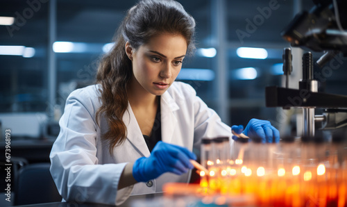 Diligent Female Researcher Filling Chemicals via Pipette in Laboratory