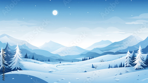 A winter flat design with a field © frimufilms