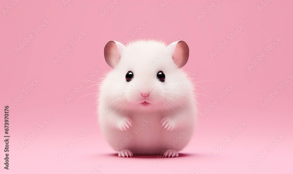 Portrait of a hamster , Closeup portrait of funny, cute, happy hamster, looking at the camera with mouth open isolated on colored background. Copy space. 