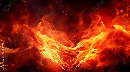 Chamas de fogo queimando faíscas em brasa fundo abstrato realista © Alexandre