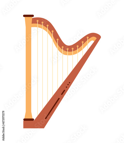 Vászonkép wooden harp illustration