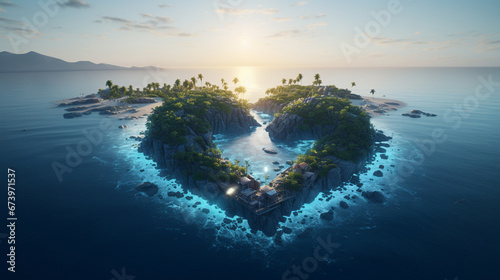 A heart-shaped island in the sea © frimufilms