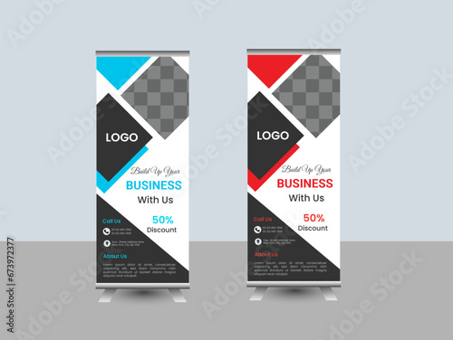 Creative business agency roll up banner design or pull up banner template