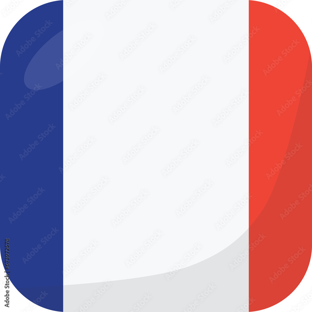 France flag square 3D cartoon style.