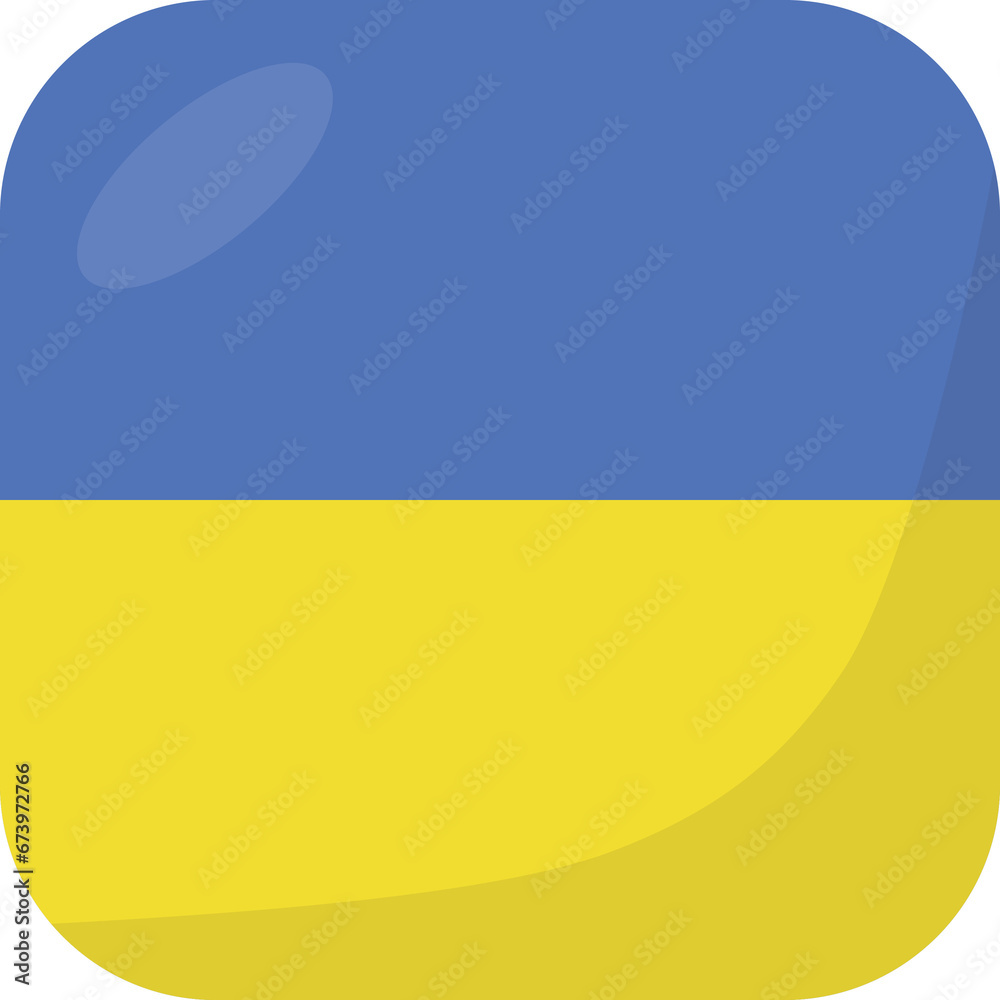 Ukraine flag square 3D cartoon style.