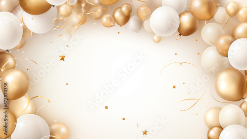 luxury gold and silver balloons on white background