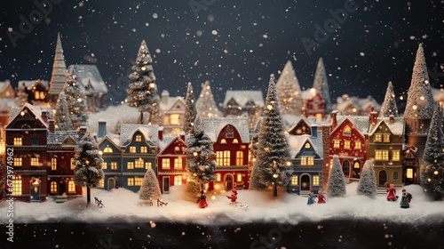 Winter miniature Christmas background, ai generative