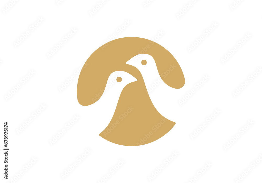 Obraz premium simple bird logo design. circle bird with line art style creative abstract vector illustration.