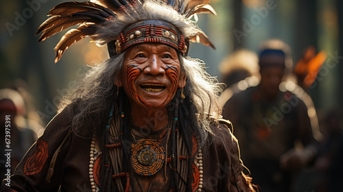 portrait of native tribe chief photo