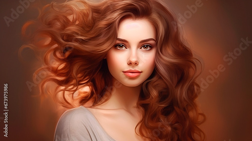 young beautiful woman with healthy hair.