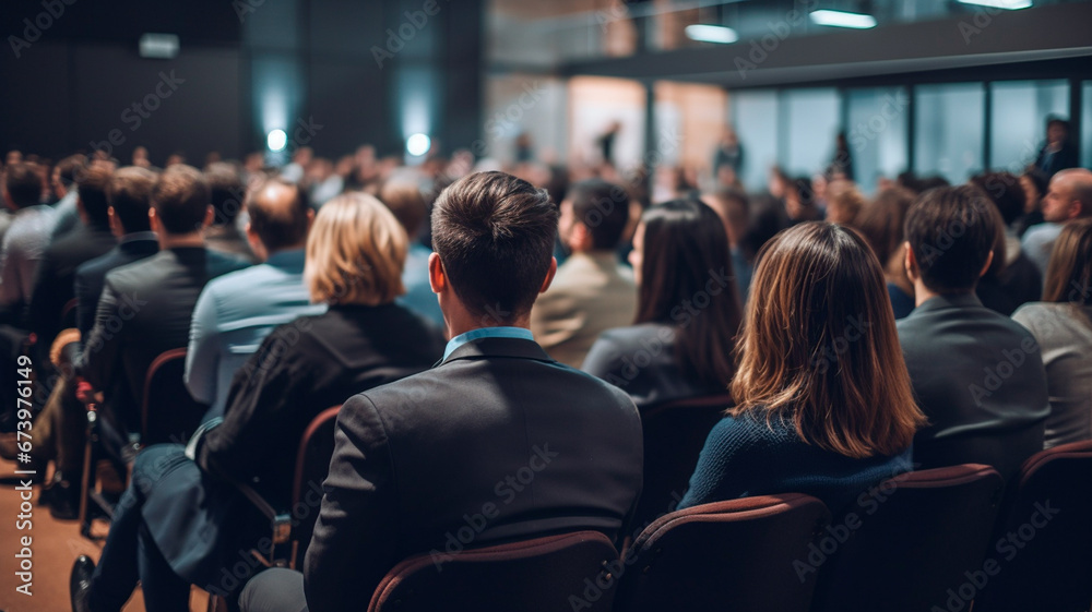 business people at seminar in conference hall