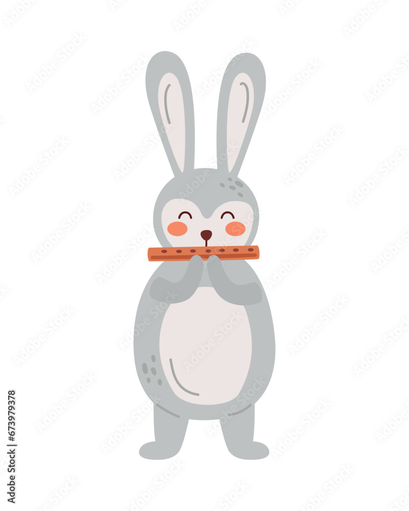 Obraz premium bunny playing flute