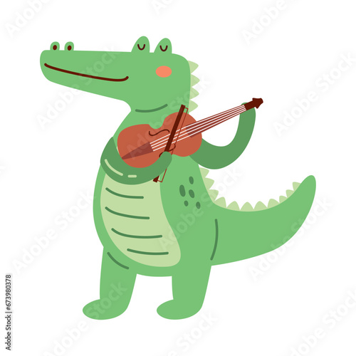 cocodrile playing violin