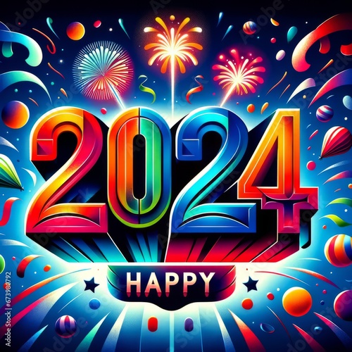 2024 New Year Celebration: Fireworks, Midnight Countdown, and Joyful Cheers with Friends and Family

