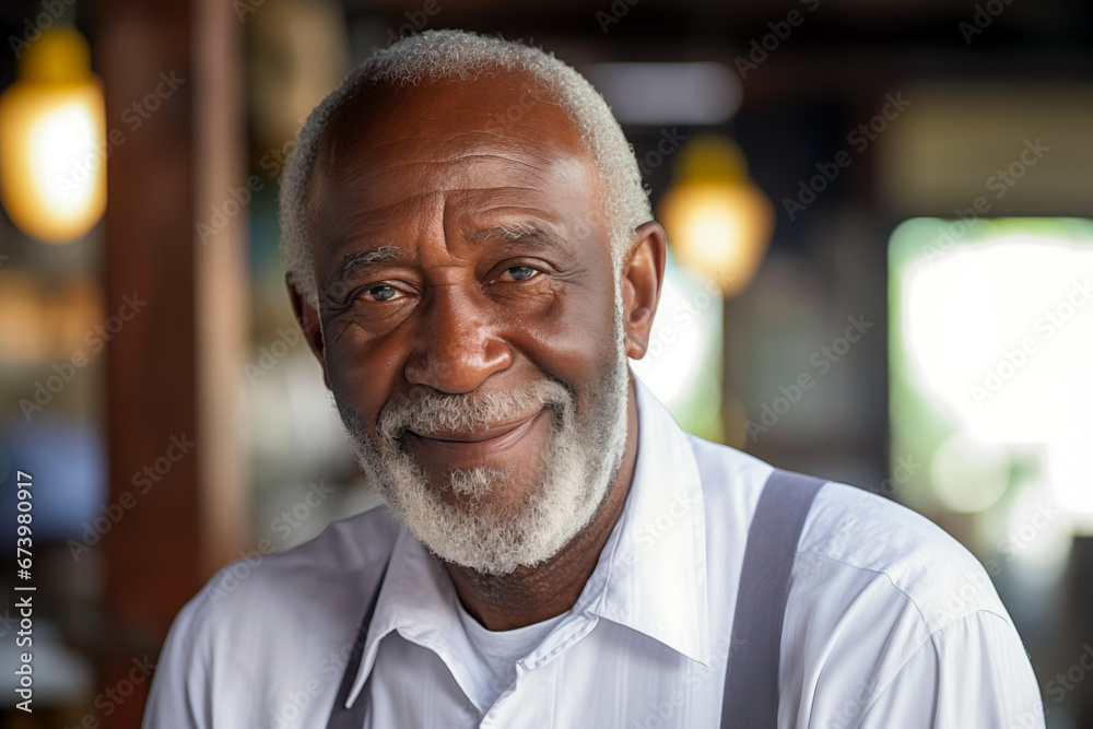 Happy smiling elderly black man. African elderly man. Elderly African American man Old person. AI. Happy smiling elderly black man. African elderly man. Elderly African American man Old person. AI.