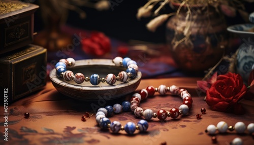 Photo of a Shimmering Silver Bracelet Resting on a Wooden Table