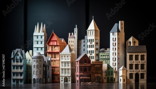 Photo of a Miniature Cityscape on a Tabletop
