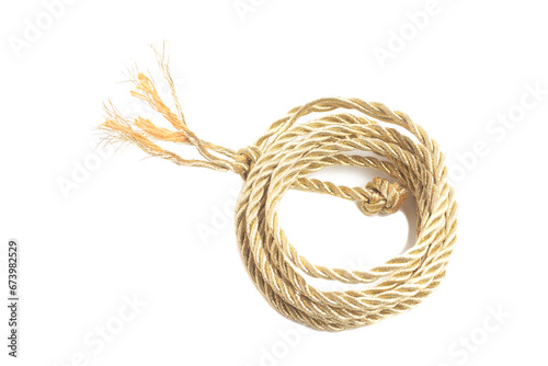 Golden rope isolated on a white background photo